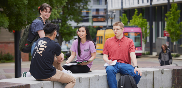 OHSU-PSU School of Public health students studying on campus
