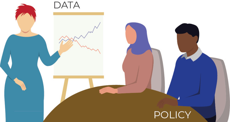 graphic of presenter explaining benefit of Public Health Practice