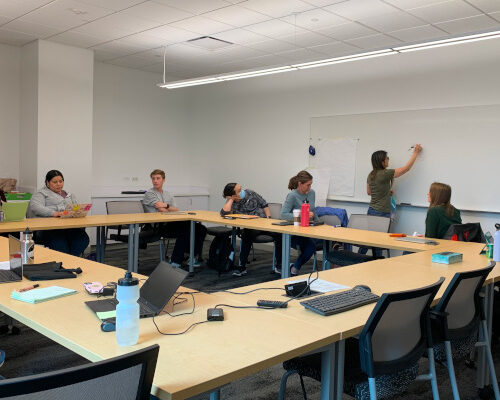 SPH Professor Betty Izumi leading a social justice class discussion