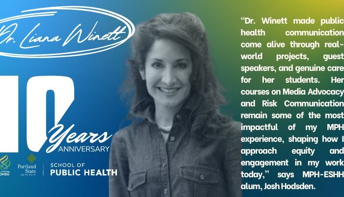 Dr. Liana Winett, Associate Professor with the OHSU-PSU School of Public Health