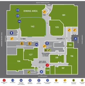 Map of accessible entrances to Smith Memorial Student Union