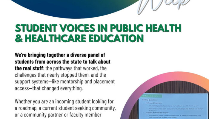Student Voices in Public Health & Healthcare Education event, April 8th from 10:00am - 11:30am in Vanport 515 and hybrid over zoom