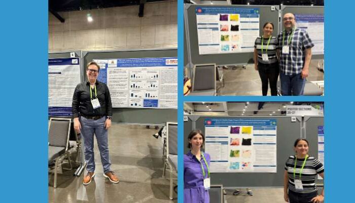 SPH Cesar Cristancho Rojas, Sofia Chapela Lara, Charlotte Roscoe, and Kristi Tredway presenting their cancer prevention and cancer screening research at the American Association for Cancer Research (AACR) 2026 Annual Meeting