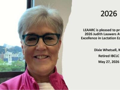 Dixie Whetsell Honored with the 2026 Judith Lauwers Award for Excellence in Lactation Education