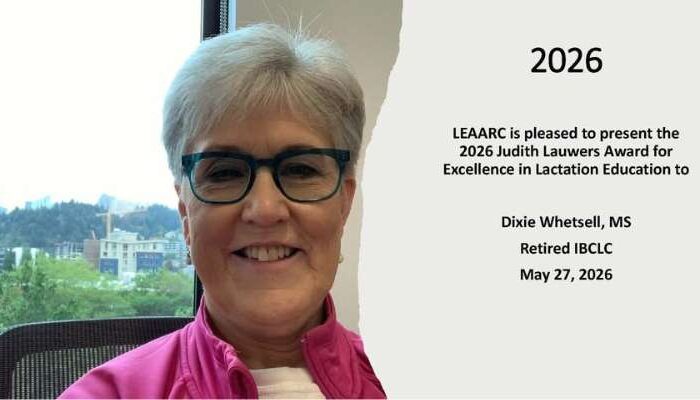 Dixie Whetsell Honored with the 2026 Judith Lauwers Award for Excellence in Lactation Education