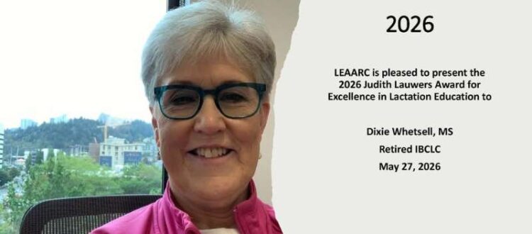 Dixie Whetsell Honored with the 2026 Judith Lauwers Award for Excellence in Lactation Education