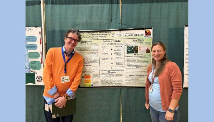 Assistant Professor Kathleen Conte and MPH Student Levi Mattoon presenting their research